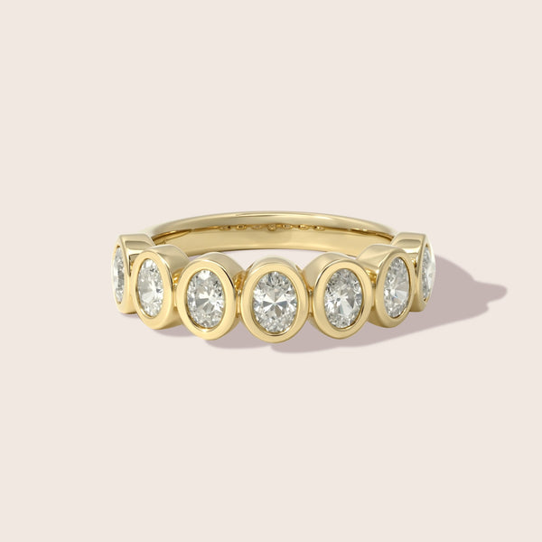 Platinum Oval Bezel Set Diamond half Eternity Ring