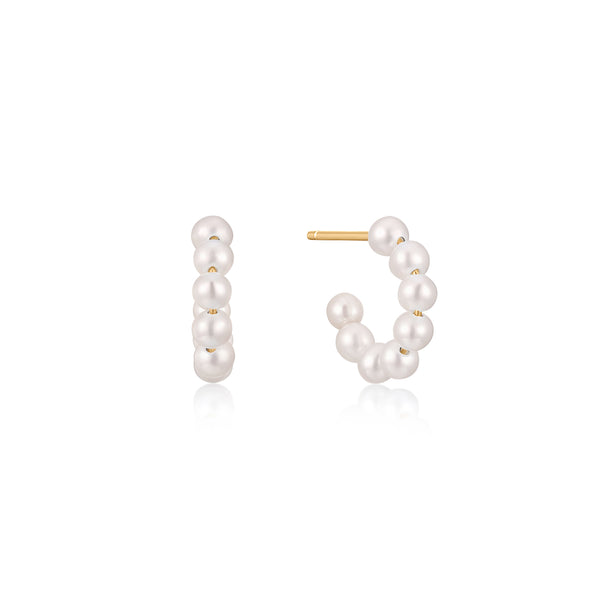 9K Dainty Open Pearls Earring hoops