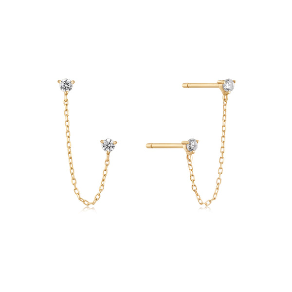Single Chain Diamond Stud Earring