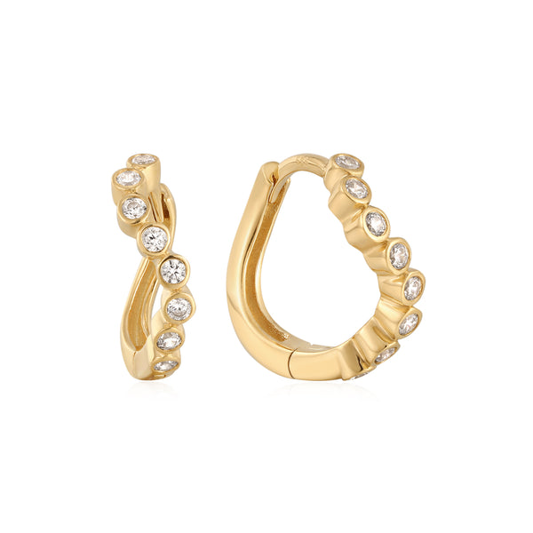 9K Diamond Wave Earring Huggies