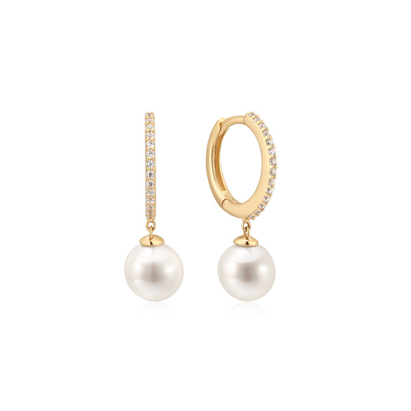 Dainty Diamond Pearl Drop Earring