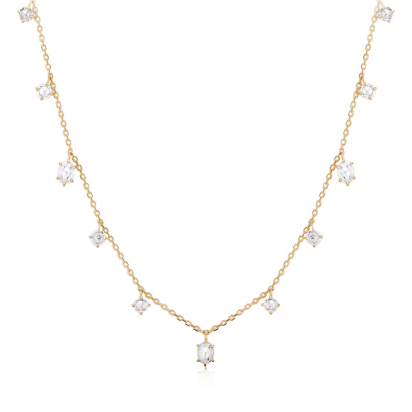 Oval and Round Diamond Drops Necklace