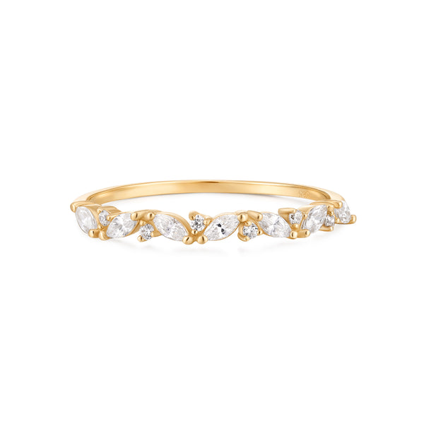Marquise and Round Diamond dainty Stacker Ring