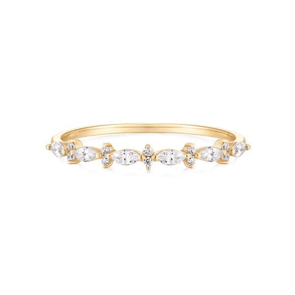 Petite Marquise and Round Brilliant Diamond Ring